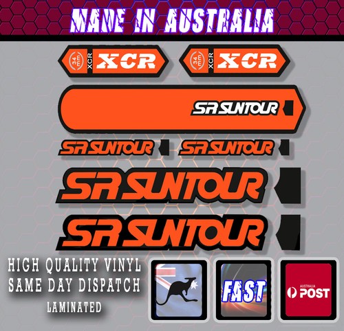 Suntour SR style Fork Stickers Orange Black Decal. set laminated XCR | eBay