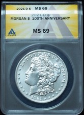 2021-D Morgan Dollar 100th Anniversary MS69 ANACS