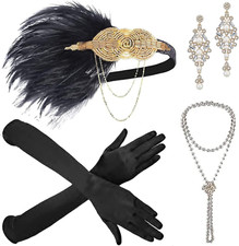 1920S Great Gatsby Accessories Set for Women, Costume Flapper Headpiece Headband