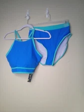 Blooming Jelly Swimsuit Women M 2 Piece Bikini Padded Blue Green