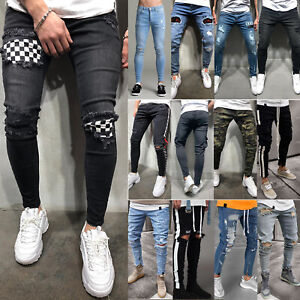 Men's Ripped Jeans Pants Skinny 