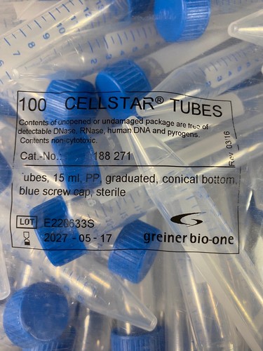 GREINER BIO-ONE Cellstar 15mL 17/120mm Conical Bottom Tube 188271 (400/cs) - Picture 3 of 4