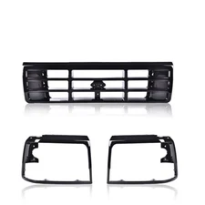 FIT For 92-96 FORD F150 F250 BRONCO GRILLE HEADLIGHT DOOR CHROME&BLACK 3 PCS