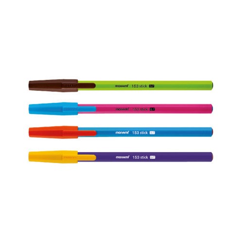 12pcs MONAMI 153 Stick Vivid Ballpoint Pen 0.7mm Black ink - Choose Body Color - Picture 2 of 4