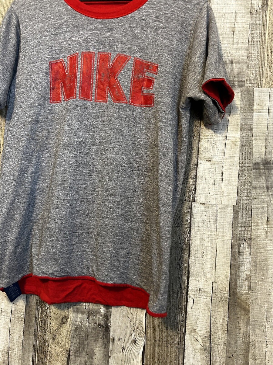 Vintage 80s Nike T-Shirt Dunk Dome OG Blue Tag Swoosh Reversible