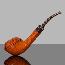 MUXIANG Briar Bulldog Tobacco Pipe Smooth Freehand Pipe Acrylic Bent Saddle Stem