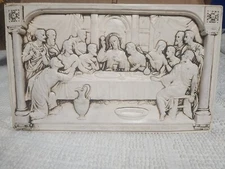 Vintage Ceramic 3D Relief Last Supper Wall Hanging