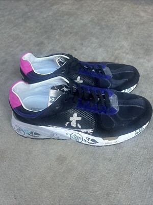 PREMIATA MASED 5487 BLUE SUEDE & TEXTILE SNEAKERS WITH PURPLE DETAILS