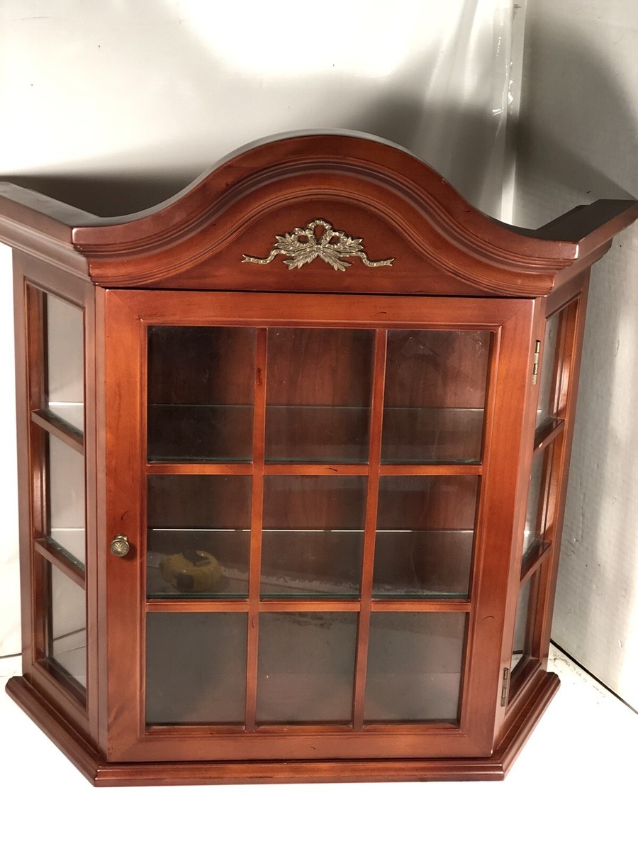 Vintage Bombay Company Display Cabinet Adj Glass Shelves Wall Or