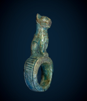 Altägyptischer antiker Stein Ring für Ägyptische Göttin Bastet Katzenschutz