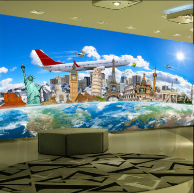 3D City Plane 12080 Wallpaper Mural Wall Print Wall Wallpaper Murals US Coco