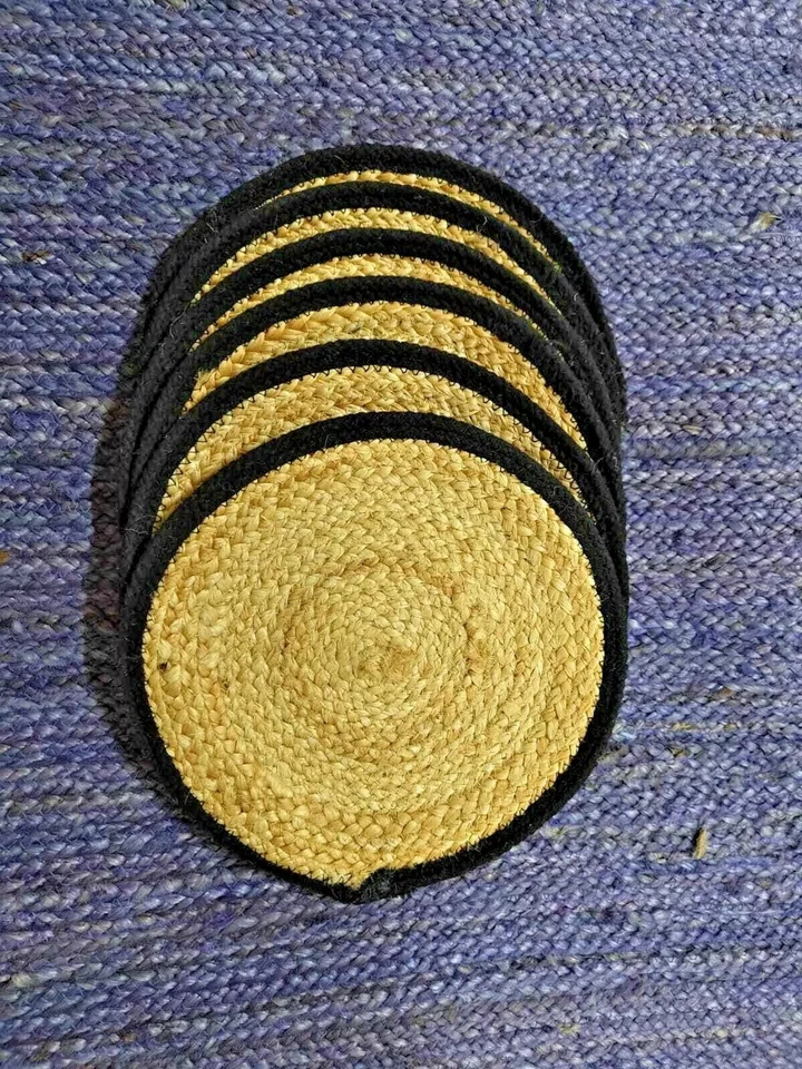 Jute Natural Place mat Round Coffee Table Mat Dining Table Mat Rustic Rug - Image 4 of 4