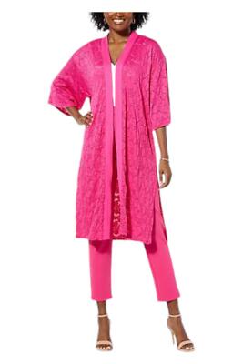 C Wonder by Christian Siriano Women's Knit Lace Topper Pink