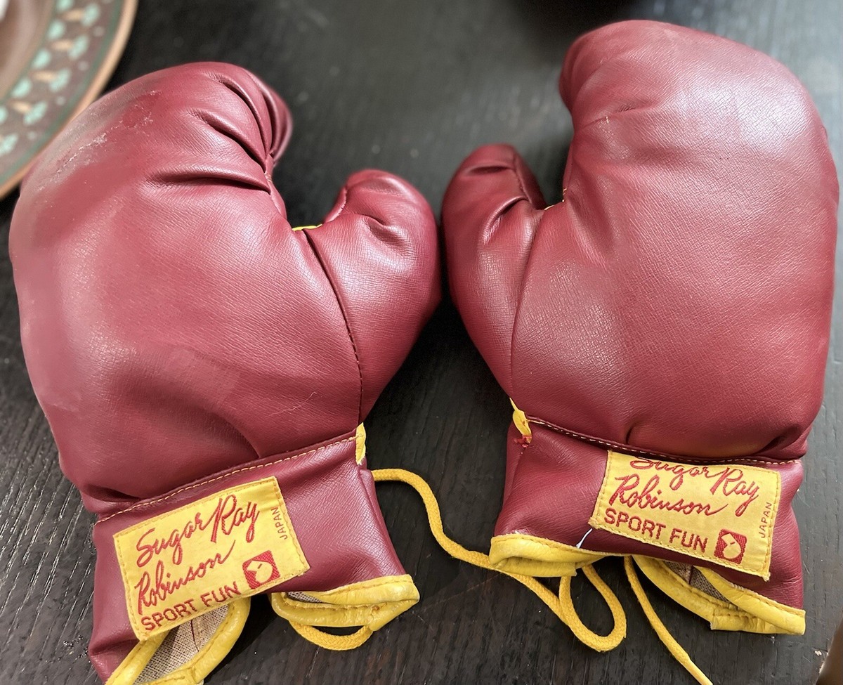 Vtg Sugar Ray Robinson Sport Fun Lace Up Boxing Gloves Kids