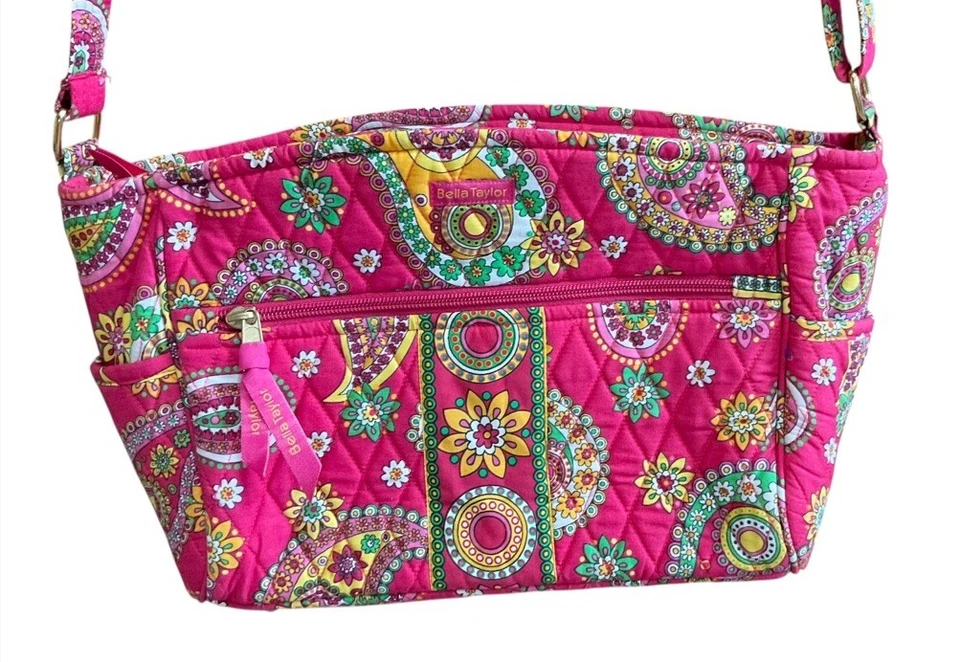 Bolso Bandolera de Hombro Bella Taylor Cartera Rosa Brillante Paisley Patrón Floral Foto 2 de 4
