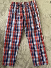 Polo Ralph Lauren Mens Red Blue Plaid Pajama PJ Sleep Pants 100 Cotton Size XL