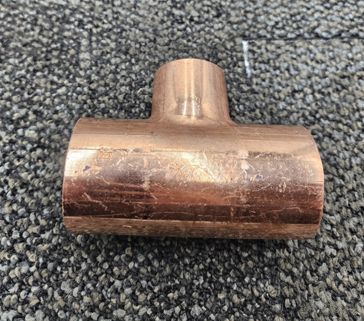 (QTY5)Mueller C x C x C Copper Tee, 2-1/4" x 1-3/4" x 2-1/4" Heavy Duty 4-5/8" L