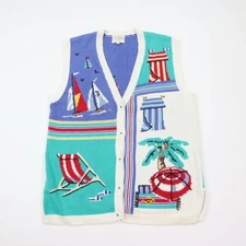 Susan Bristol Womens Sweater Vest Medium Vintage Coastal Grandma Cottage Core