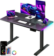Electric Standing Desk, Adjustable Height Gaming Desk with LED Lights, Ergonomic