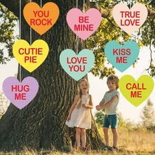 8 Pieces Valentine's Day Hanging Heart Ornaments with Love Messages - 7.3x6.7...