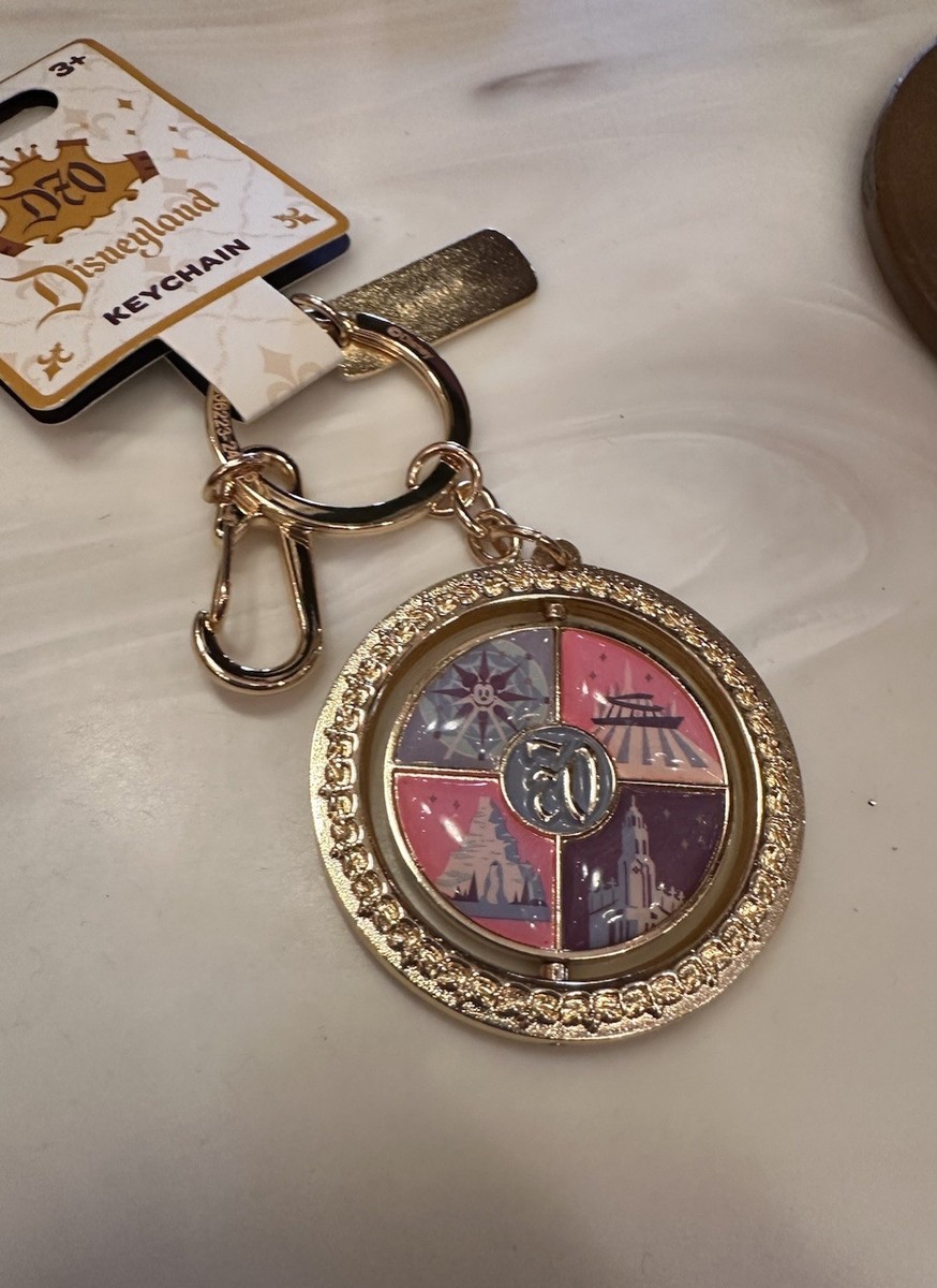 New Disneyland 70th Anniversary Rotating Metal Keychain