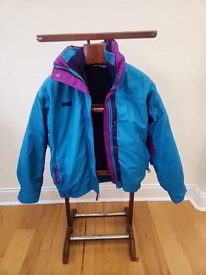 Vtg Columbia Womens Black Bugaboo 2 in 1 Fleece Ski Snow Jacket Sz L