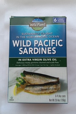 Wild Planet Wild Pacific Sardines 6 x 4.4 Oz Cans in Extra Virgin Olive Oil
