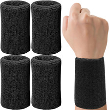 4 Pack 6 Inch Wrist Sweatbands Tennis Wrist Bands Absorbent Sweat Band for Me...