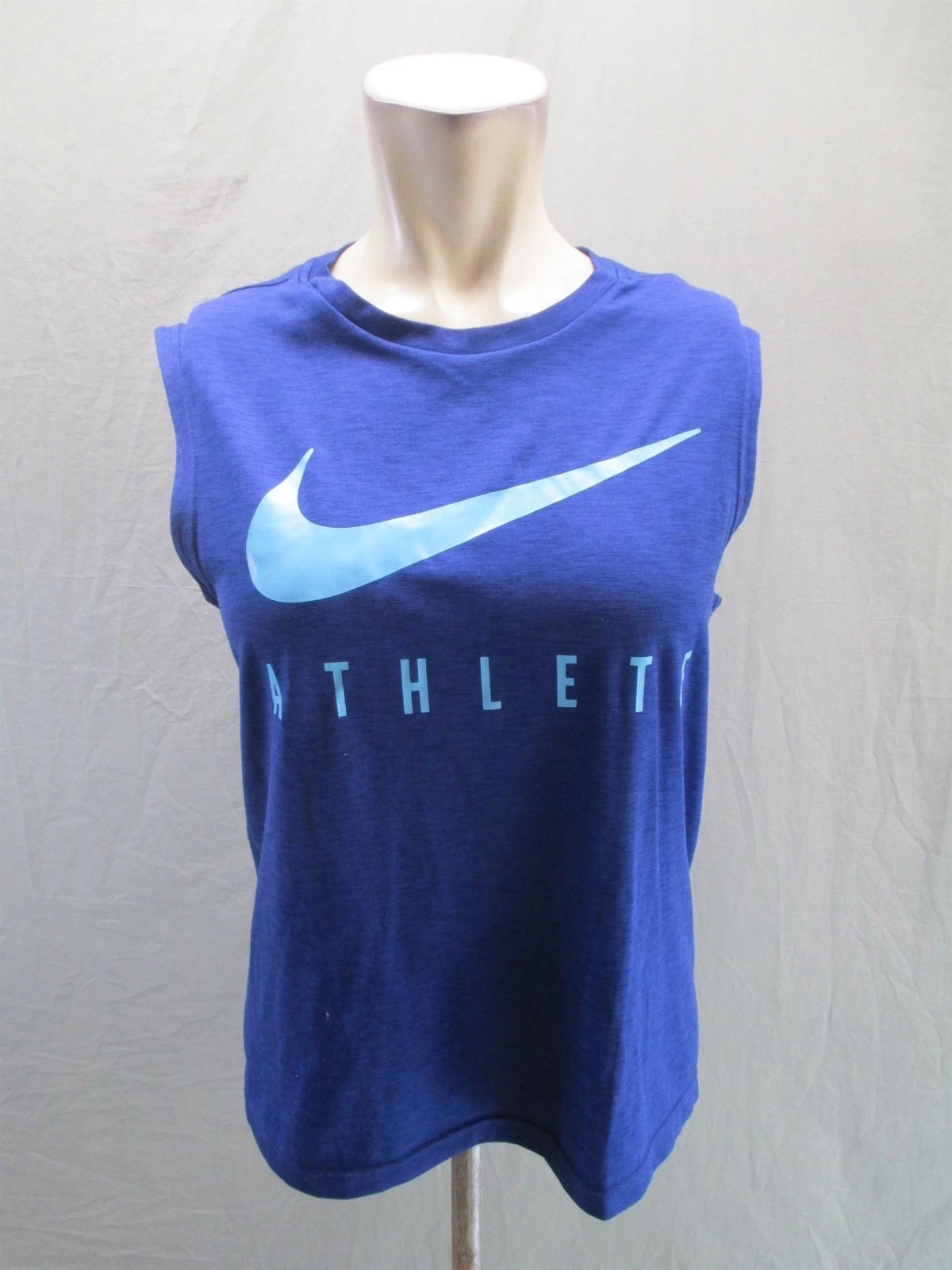 Nike Size XL Womens Blue Sleeveless Crew Neck Activewear Athletic Logo Tank 275
