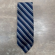 Liberty of London Striped Silk Men’s Tie Navy Blue Repp Tie USA Made Old Money