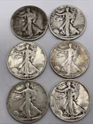 Walking Liberty Half Dollars Silver (6)Coins 1936-39-43D(2)-44S-45S.