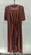 Quince Women Tencel Jersey Midi Wrap Dress Brown Basic Sleeved M