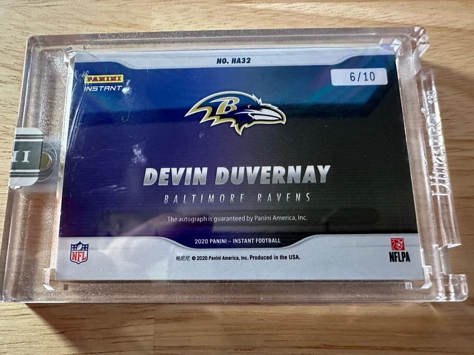 2020 Panini Instant NFL Football Home Away Devin Duvernay Rookie Auto SSP 6/10 - Image 2 of 2