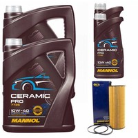 MotoröL Set Mannol 10W-40 Ceramic Pro 12 Liter + ÖLfilter FüR Audi A8 4.0 TDI