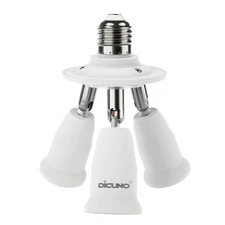 3-in-1 E26 Light Socket Splitter Adapter 360° Adjustable 3-Way Holder
