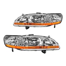 Headlight Assembly,Chrome Headlights Compatible with Accord 1998-2002,Amber