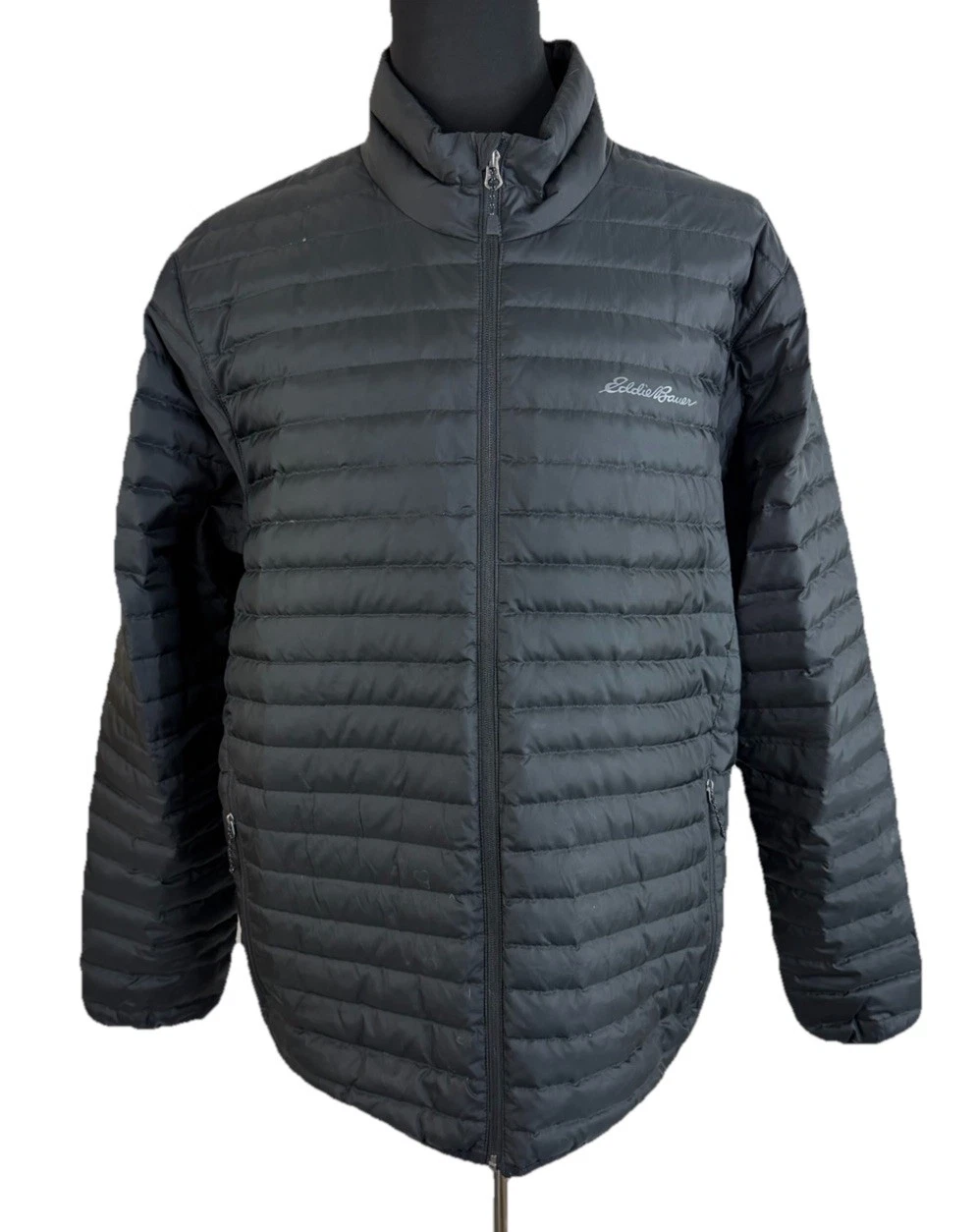 Eddie Bauer EB650 Down Jacket Mens 2XL Black Full Zip Packable Lightweight