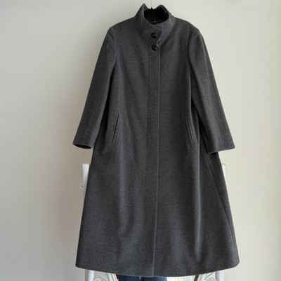 Basler Wool Cashmere Maxi Coat Womens 14 Gray Minimalist Tailored Quiet Luxury