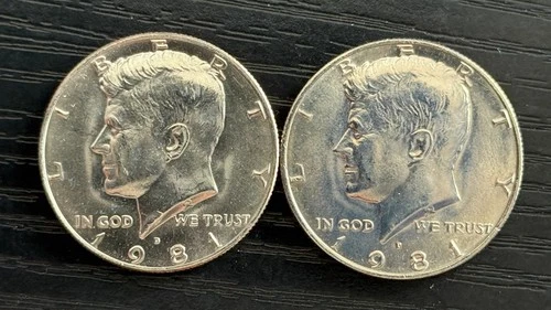 1981 P-D Kennedy Half Dollar 50c CLAD AU Coins (2) - ME5224