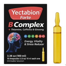 Yectabion Forte B Complex Liquid Supplement with Caffeine & Ginseng – 10 Ampoule