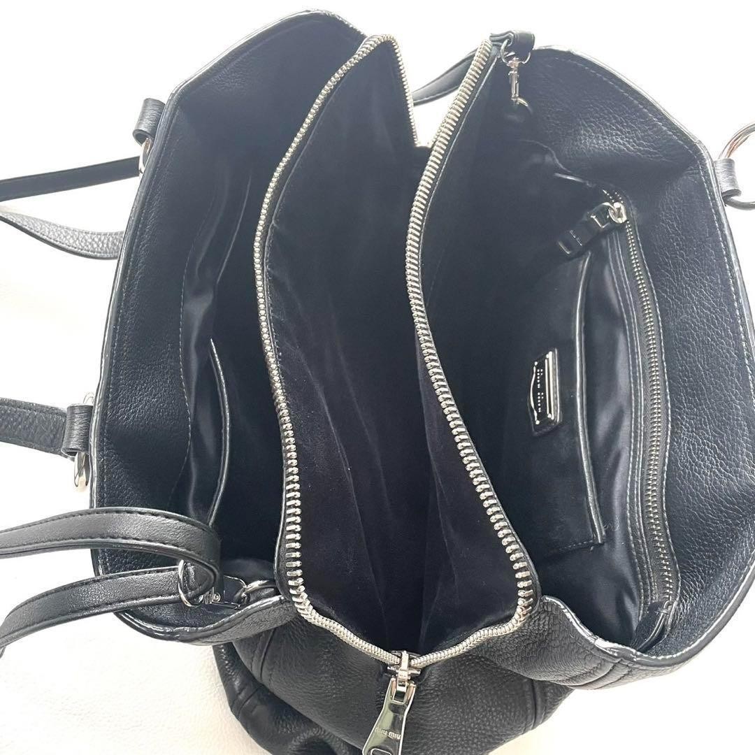 Miu Miu Vitello Caribu Black Leather 2WAY Tote Bag Shoulder