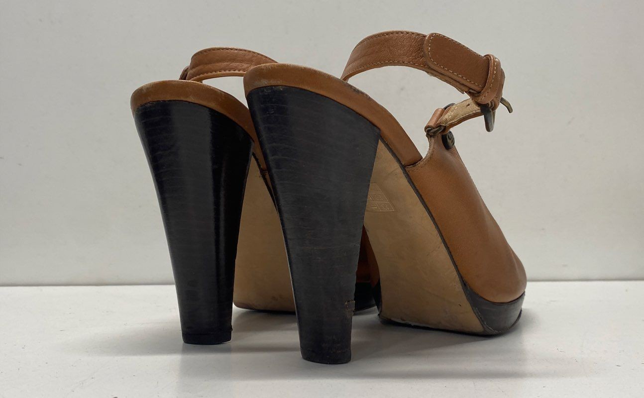 Stuart Weitzman Brown Solid Peep Toe Slingback Hi… - image 4