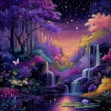 Colorful Waterfall Diamond Art Kit for Adults DIY Decor 12 x 12 Inch