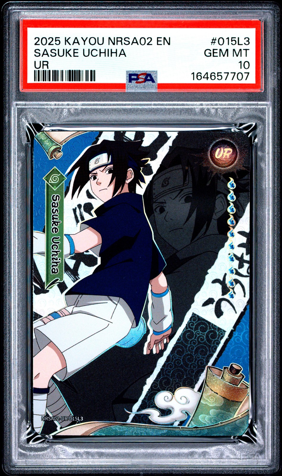 2025 KAYOU NARUTO SMRITI COLLECTIBLE CARD NRSA02 #015L3 SASUKE UCHIHA PSA 10