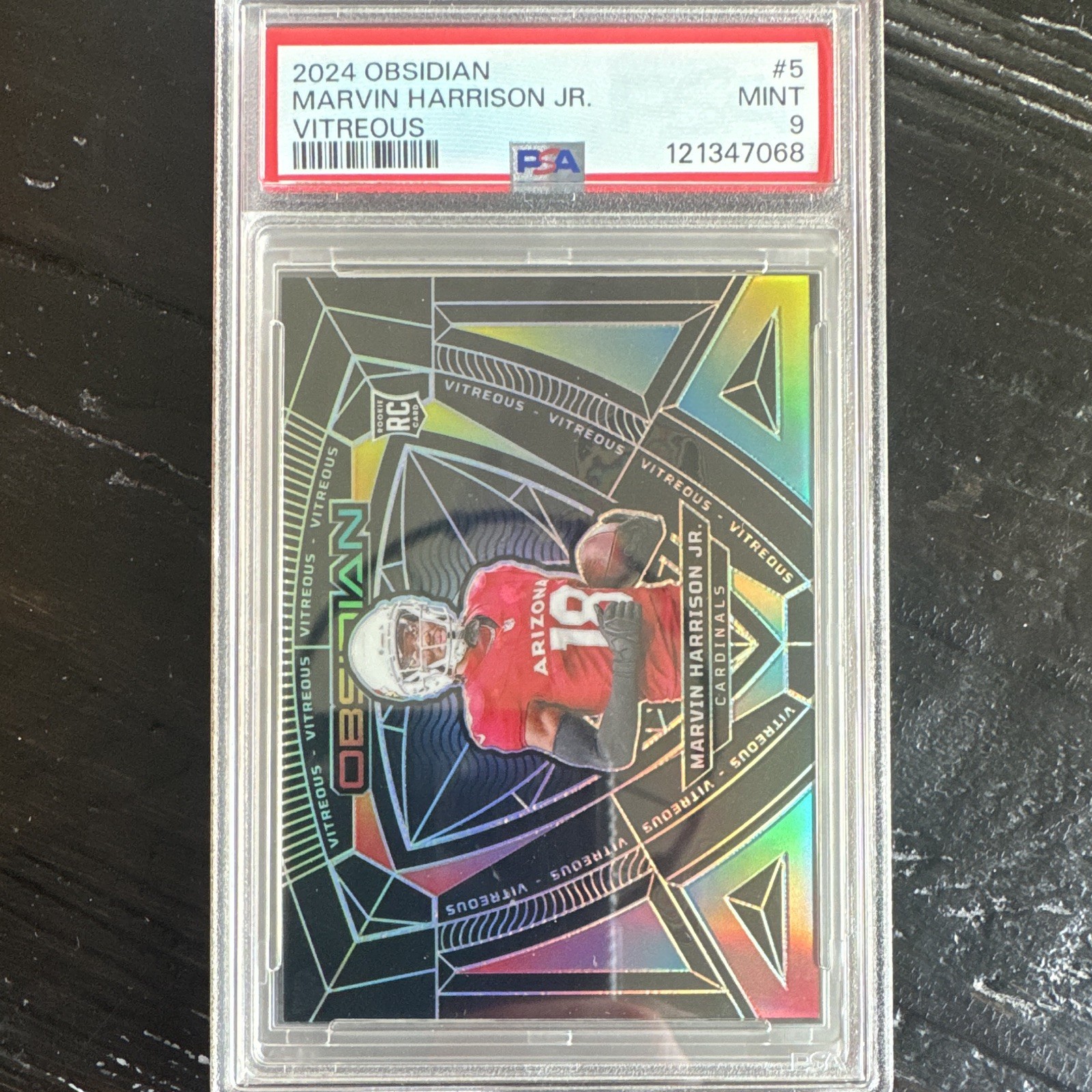 Panini 2024 Obsidian Marvin Harrison Jr. Cardinals Vitreous #5 RC PSA 9