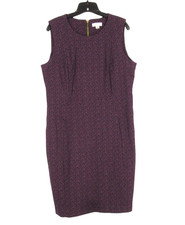CALVIN KLEIN Purple GEOMETRIC Stretch Twill BUSINESS/COCKTAIL Sheath Dress Sz 14
