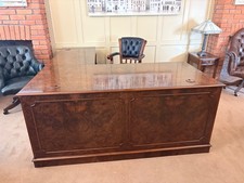 Burr Walnut, Reproduction English, L Shaped, Reception, study, office desk.