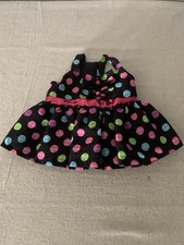 Build A Bear Black Dress Colorful Polka Dots Sequin Sash Bows