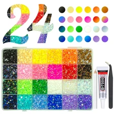 20000PCS 24 Color Jelly Resin Rhinestones w B7000 Jewelry Glue 3mm 4mm Flatback