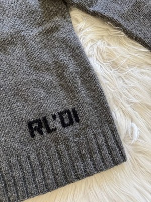 Polo Ralph Lauren Dog Sweater 2001 Hand Knit Wool Cashmere Grey